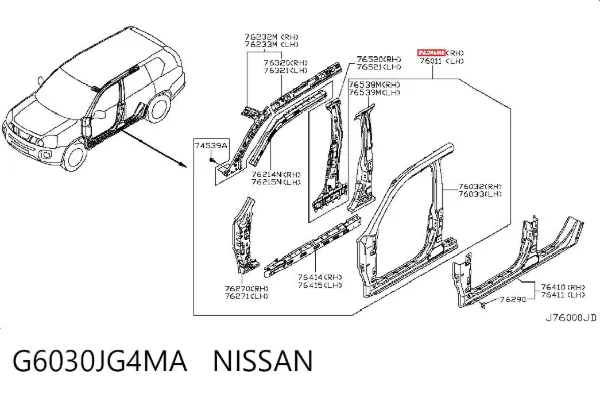 Vão da porta direita dianteira G6030JG4MA Nissan/Infiniti