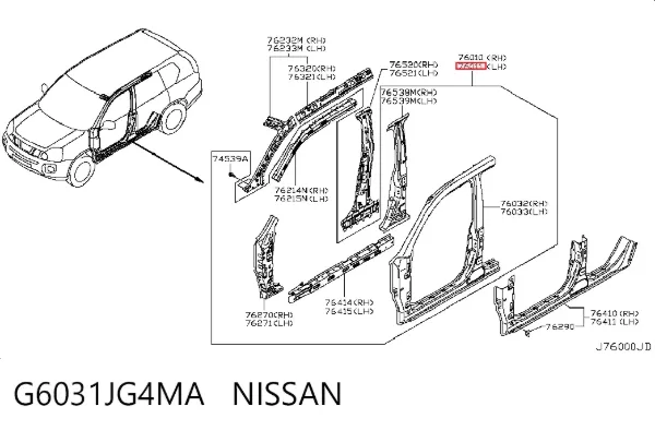 Vão da porta esquerda dianteira G6031JG4MA Nissan/Infiniti