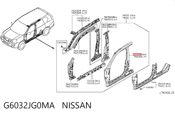 Vão da porta direita dianteira G6032JG0MA Nissan/Infiniti
