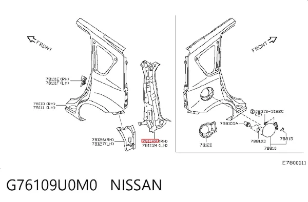 Suporte (consola) direito de fixação da luz traseira G76109U0M0 Nissan/Infiniti