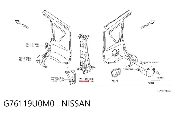 Suporte (consola) esquerdo de fixação da luz traseira G76119U0M0 Nissan/Infiniti