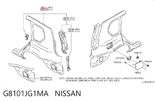 Pára-lama traseiro esquerdo G8101JG1MA Nissan/Infiniti