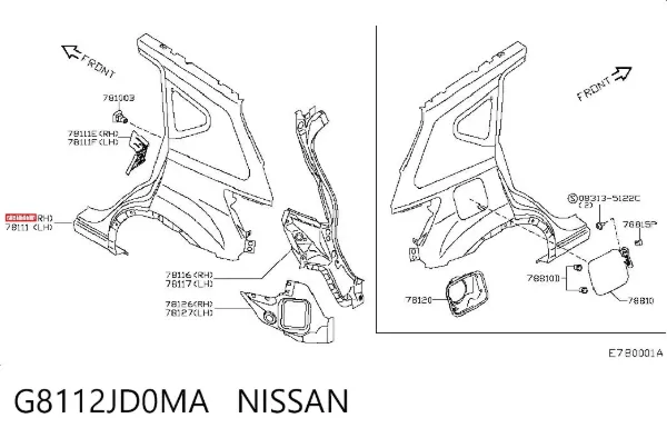 Pára-lama traseiro direito G8112JD0MA Nissan/Infiniti