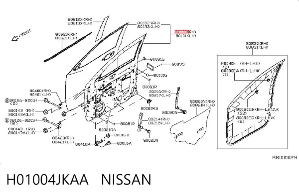 Porta dianteira direita H01004JKAA Nissan/Infiniti