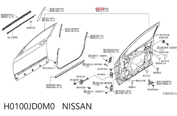 Porta dianteira direita H0100JD0M0 Nissan/Infiniti