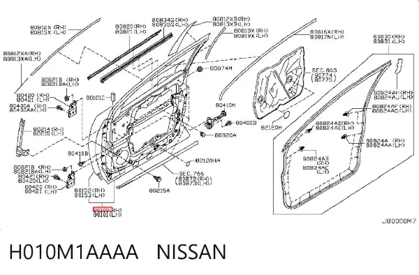 Porta dianteira direita H010M1AAAA Nissan/Infiniti