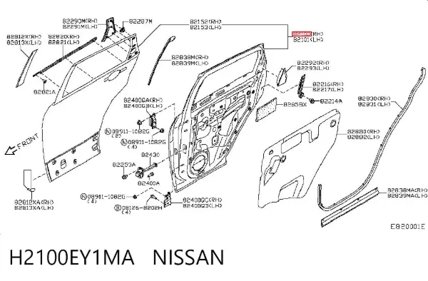 Porta traseira direita H2100EY1MA Nissan/Infiniti
