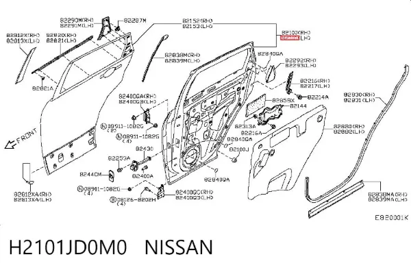 Porta traseira esquerda H2101JD0M0 Nissan/Infiniti