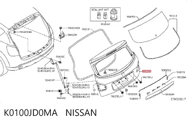 Porta traseira (3ª/5ª porta-malas (tampa de alcapão) K0100JD0MA Nissan/Infiniti