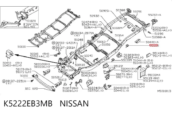 Coxim de chassi (de fixação de carroçaria) K5222EB3MB Nissan/Infiniti