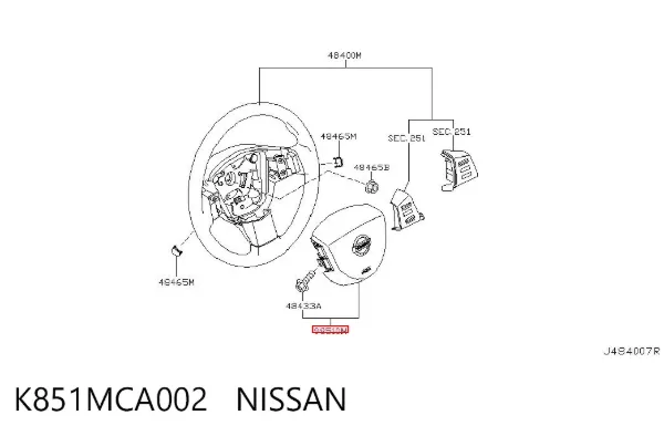 Cinto de segurança (AIRBAG) de condutor K851MCA002 Nissan/Infiniti