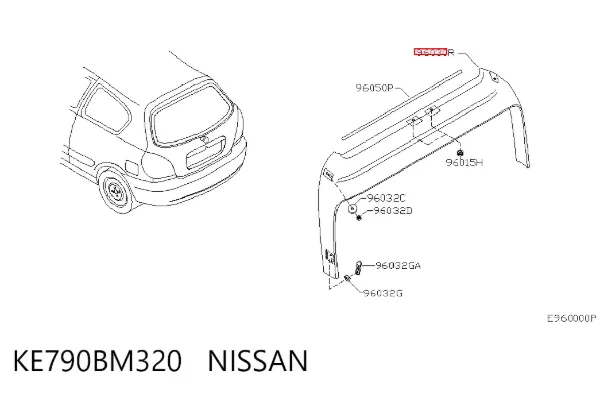 Spoiler de porta-malas (de 3ª/5ª porta traseira) KE790BM320 Nissan/Infiniti