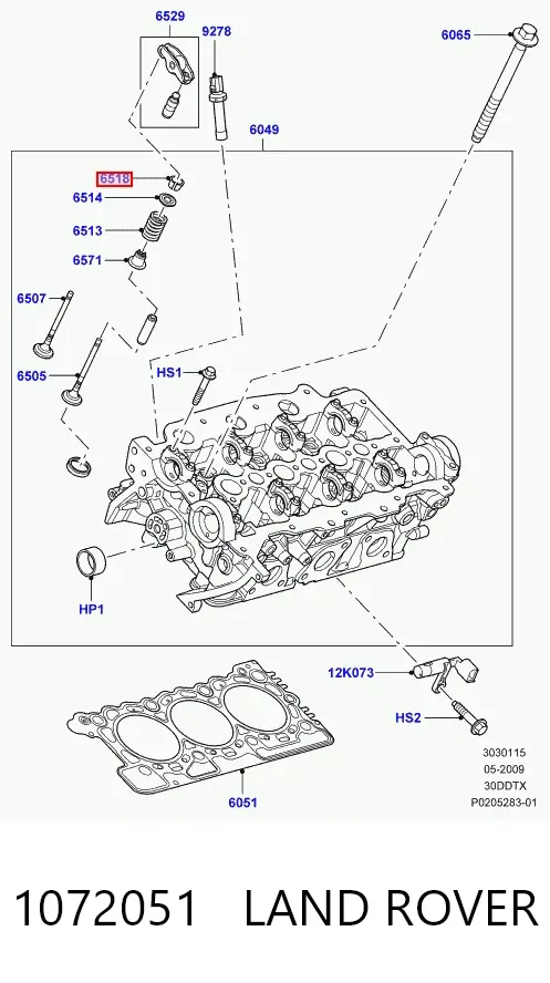 Peça inserida de válvula 1072051 Land Rover
