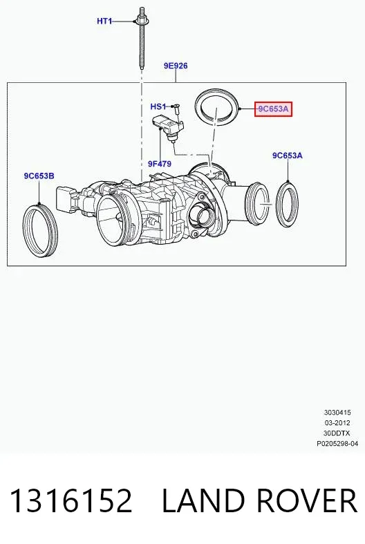 Vedante da válvula de borboleta 1316152 Land Rover