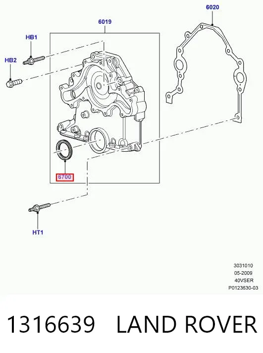 Vedação dianteira de cambota de motor Chevrolet Cruze J300