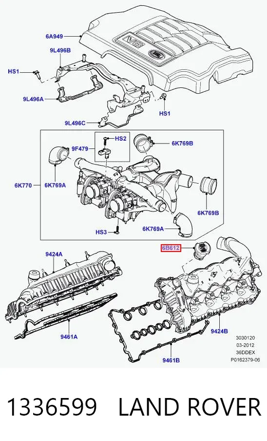 Gargalo de enchimento de óleo 1336599 Land Rover