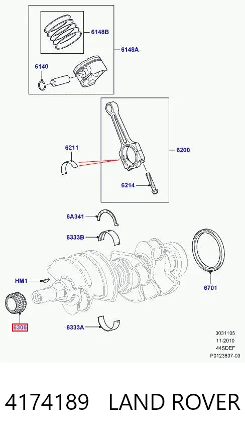 Engrenagem de cadeia da roda dentada de acionamento de cambota de motor Land Rover Range Rover III