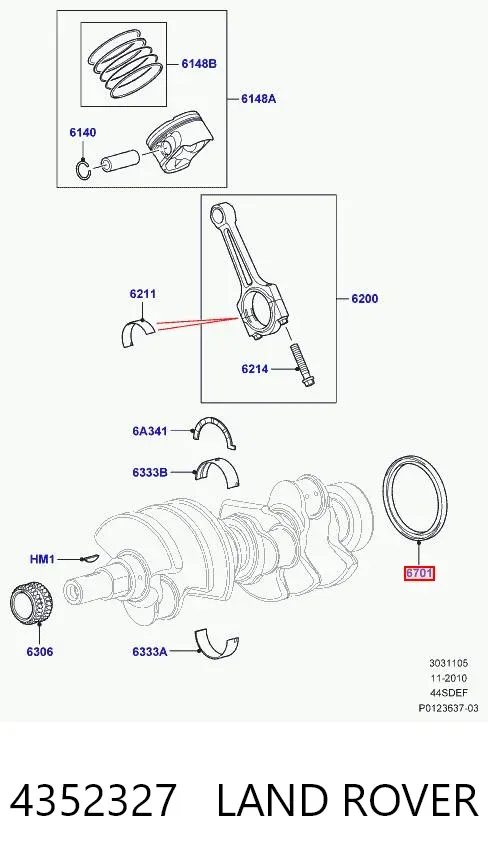 Vedação traseira de cambota de motor Jaguar S-type CCX