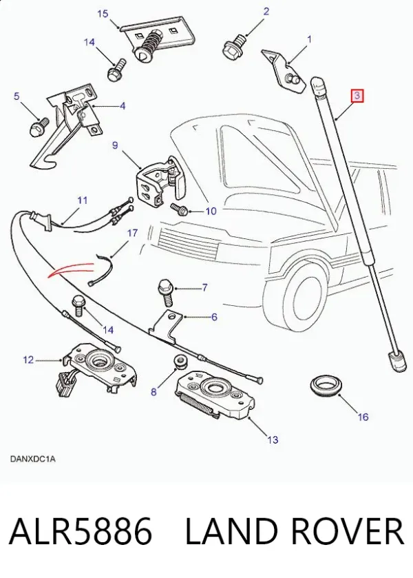 Amortecedor da capota Land Rover Range Rover II