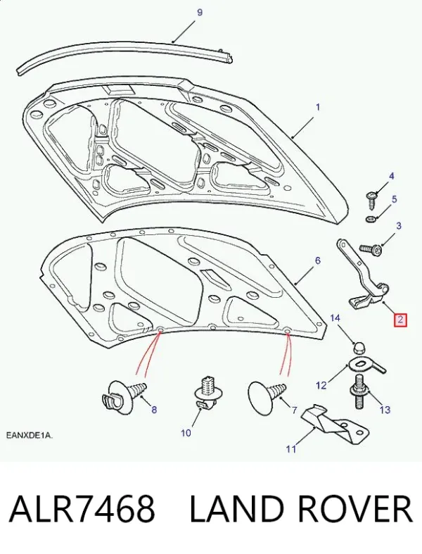 Gozno da capota direito ALR7468 Land Rover