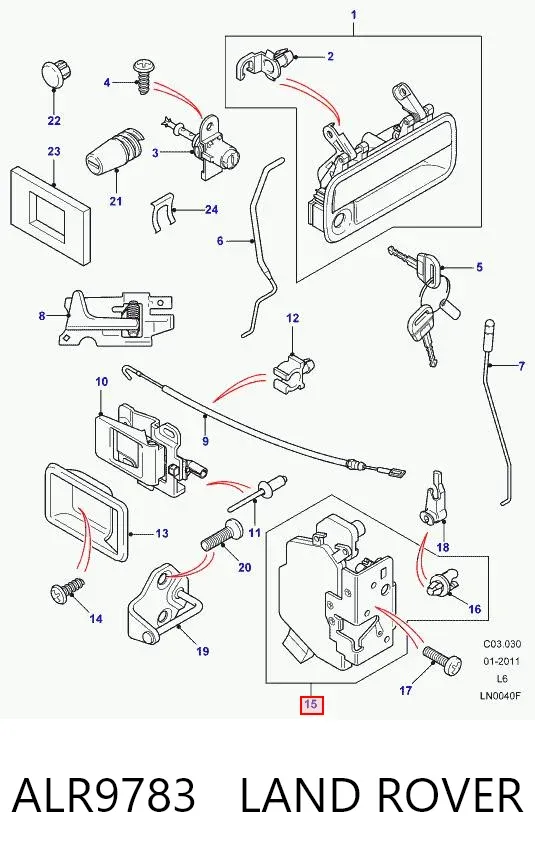 Fecho da porta dianteira esquerda Land Rover Freelander I