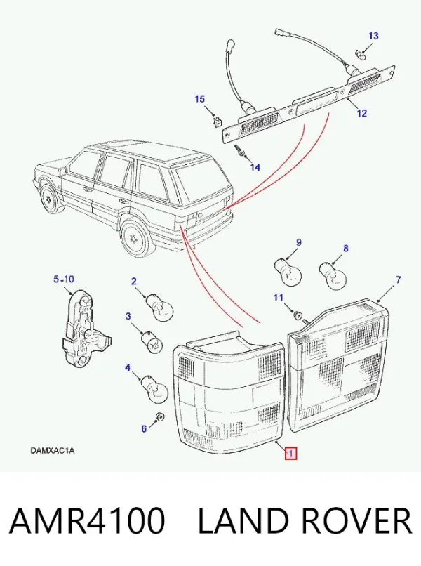 Lanterna traseira direita externa AMR4100 Land Rover