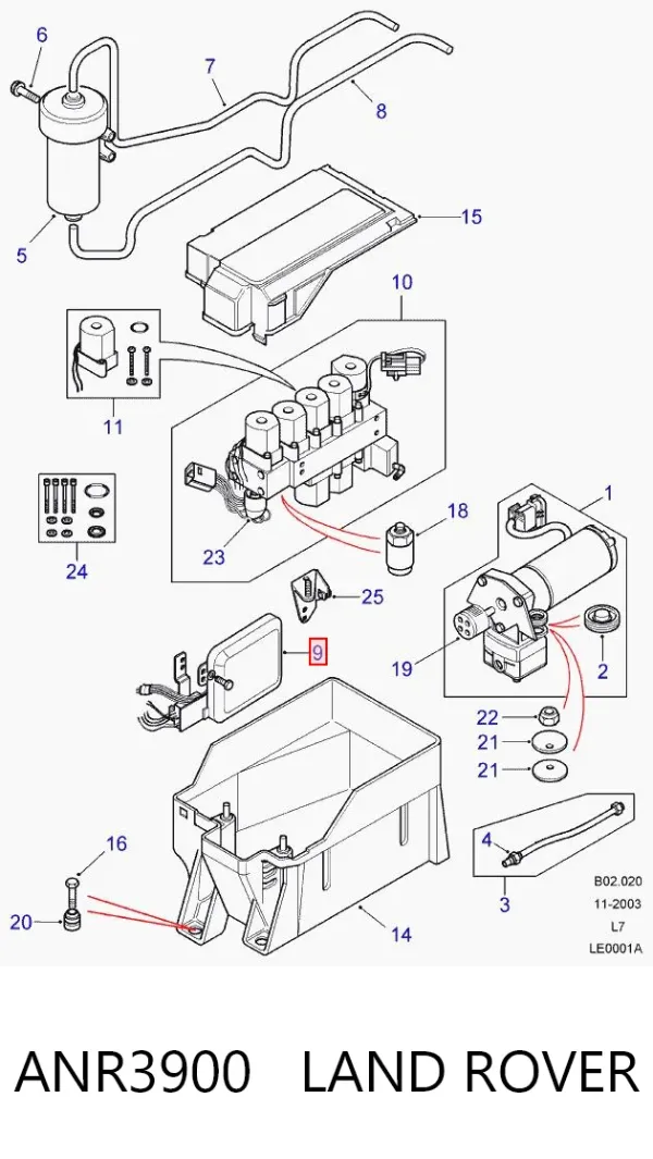 Unidade de controlo de suspensão pneumática ANR3900 Land Rover