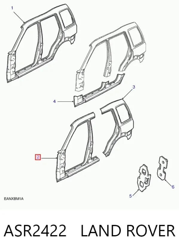 Vão da porta direita dianteira ASR2422 Land Rover