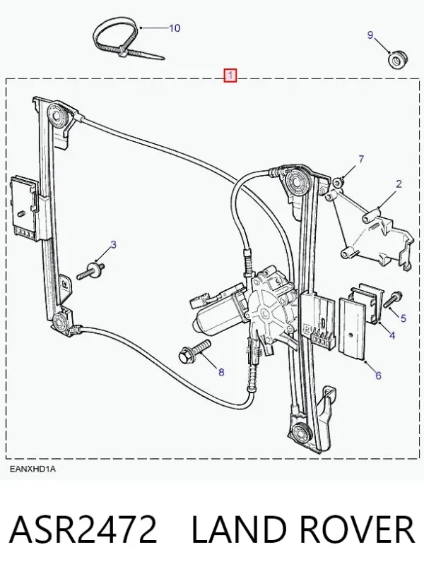 Mecanismo de acionamento de vidro de porta-malas (de 3ª/5ª porta traseira) ASR2472 Land Rover