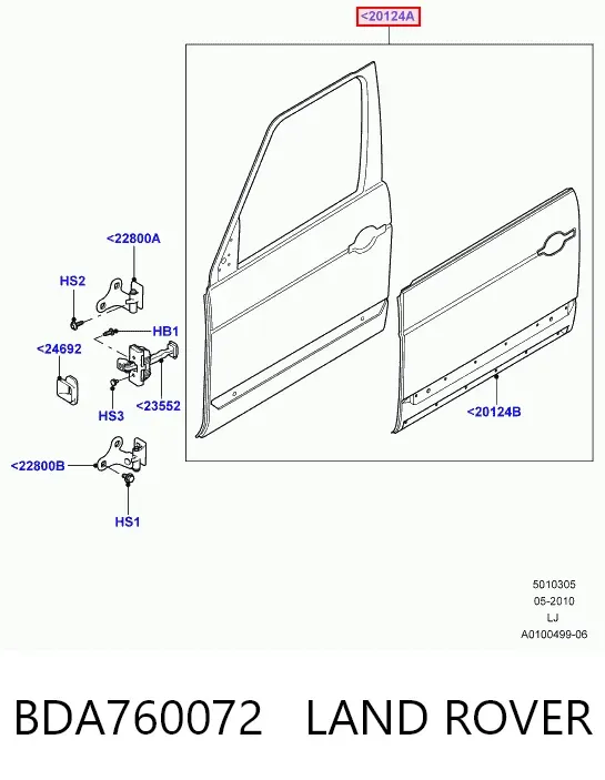 Porta dianteira esquerda BDA760072 Land Rover
