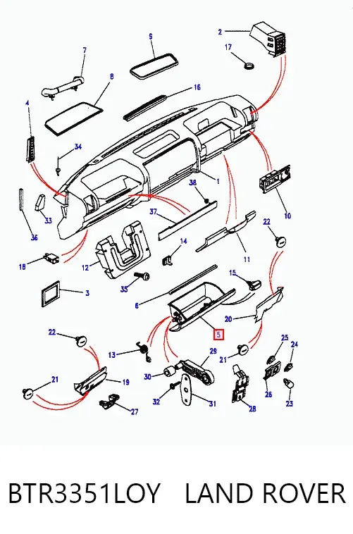 Caixa para porta-luvas (porta-luvas) BTR3351LOY Land Rover