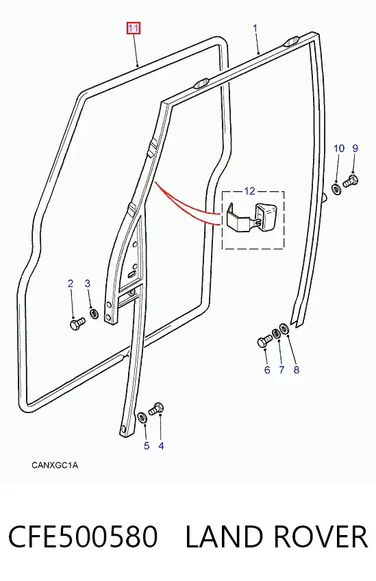 Compactador da porta dianteira direita (na carroçaria) CFE500580 Land Rover