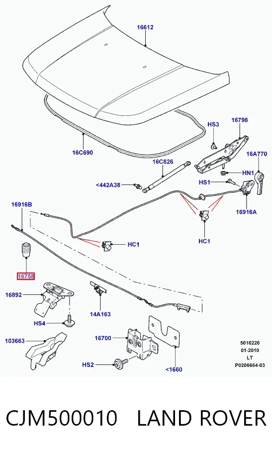 Pára-choque (grade de proteção) da capota CJM500010 Land Rover