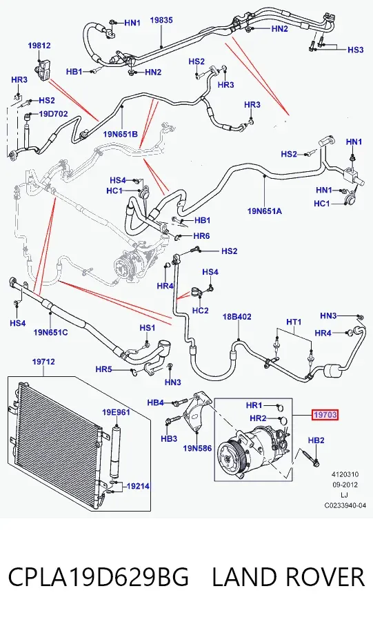 Compressor de aparelho de ar condicionado CPLA19D629BG Land Rover
