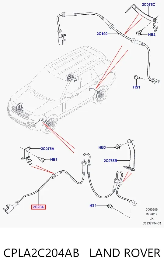 Sensor dianteiro de ABS CPLA2C204AB Land Rover