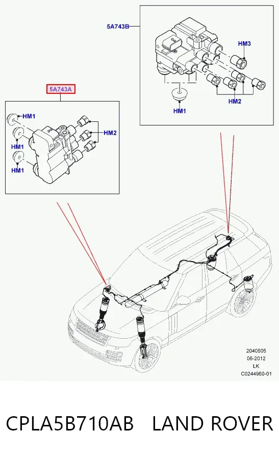 Unidade de válvulas de suspensão regulada dianteira CPLA5B710AB Land Rover