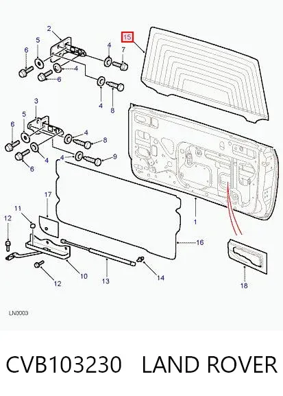Vidro de porta-malas de 3ª/5ª porta traseira (de tampa de alcapão) CVB103230 Land Rover