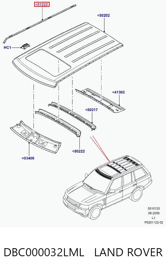 Moldura do teto esquerda DBC000032LML Land Rover