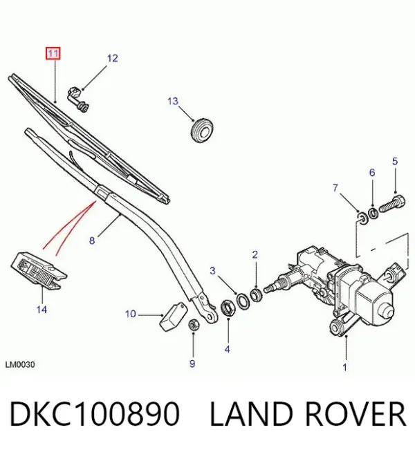 Limpa-pára-brisas de vidro traseiro DKC100890 Land Rover