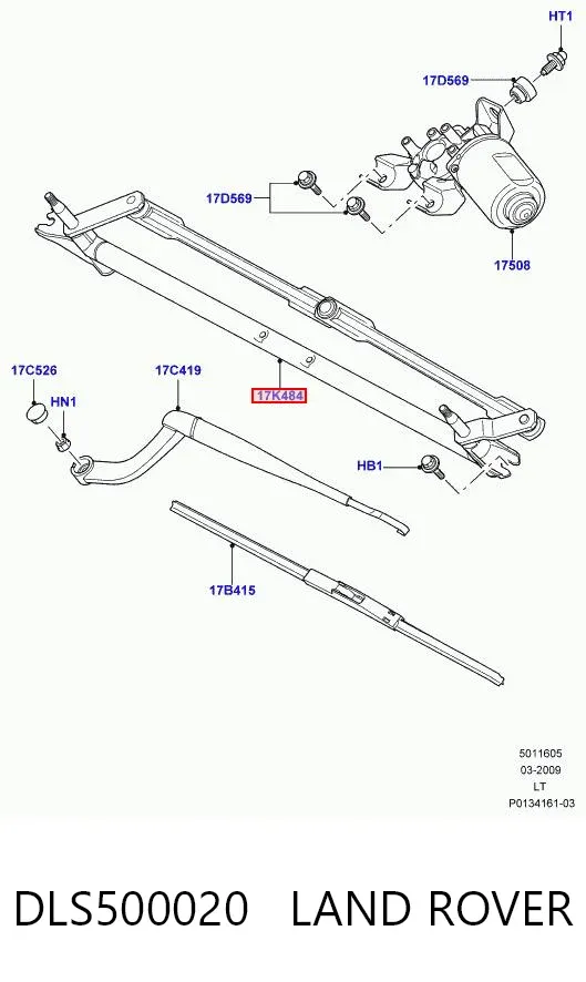Trapézio de limpador pára-brisas DLS500020 Land Rover