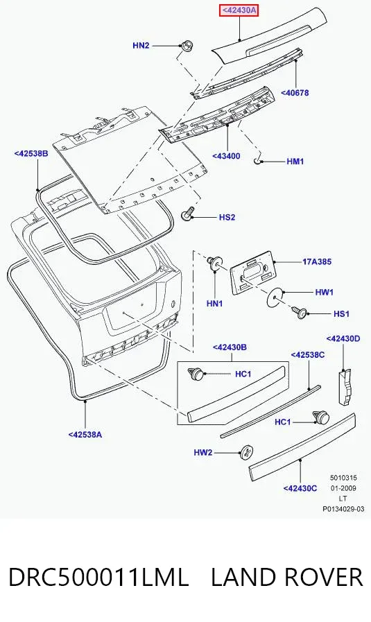 Placa sobreposta de porta-malas (de 3ª/5ª porta traseira) DRC500011LML Land Rover
