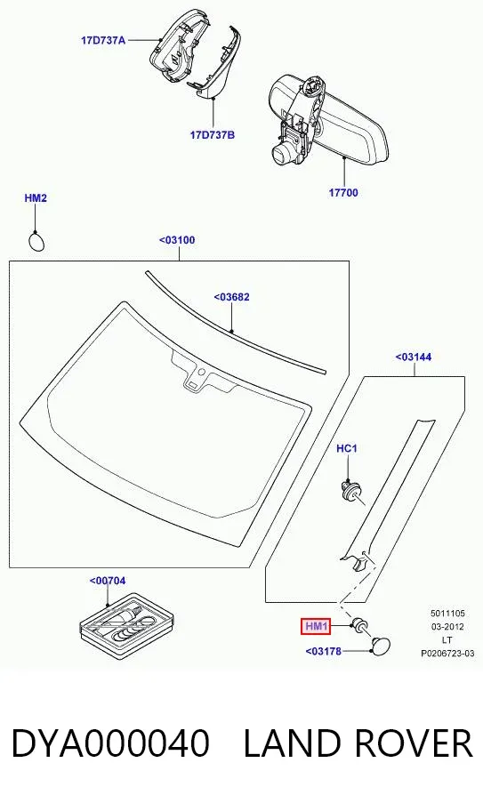 Braçadeira (cápsula) de fixação de moldura da porta DYA000040 Land Rover