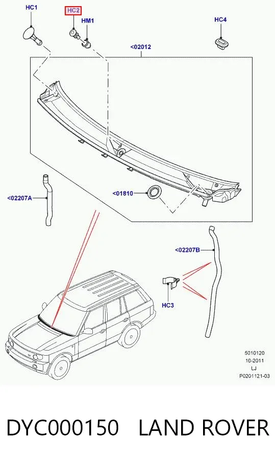 Cápsula (prendedor) de fixação de moldura de pára-brisas DYC000150 Land Rover