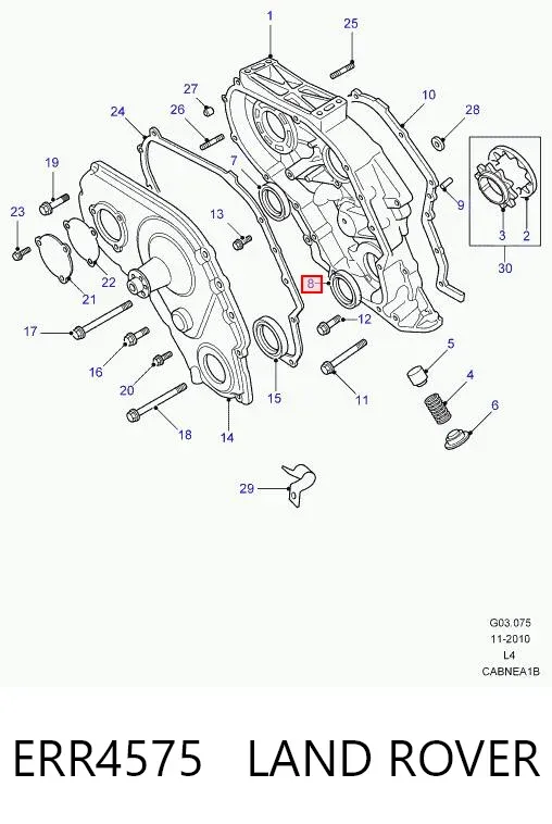 Vedação dianteira de cambota de motor ERR4575 Land Rover