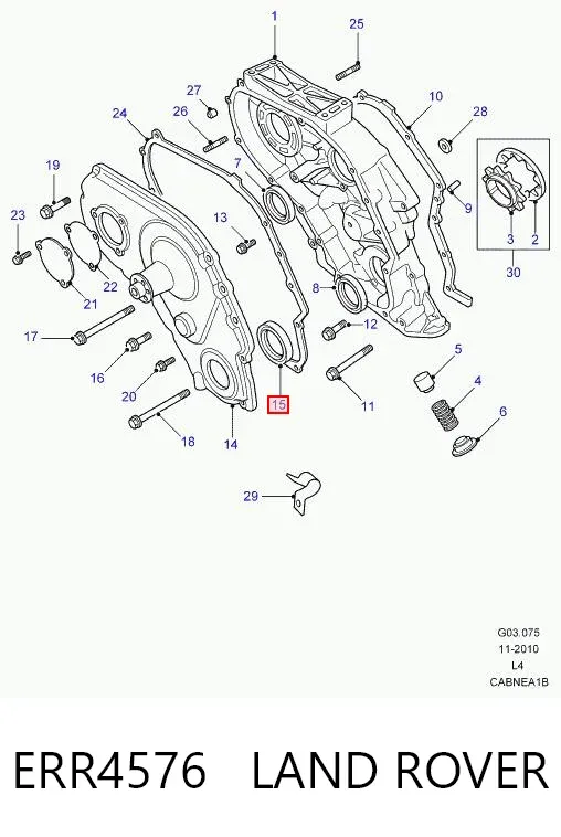 Vedação dianteira de cambota de motor ERR4576 Land Rover