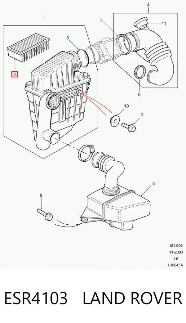 Filtro de ar ESR4103 Land Rover