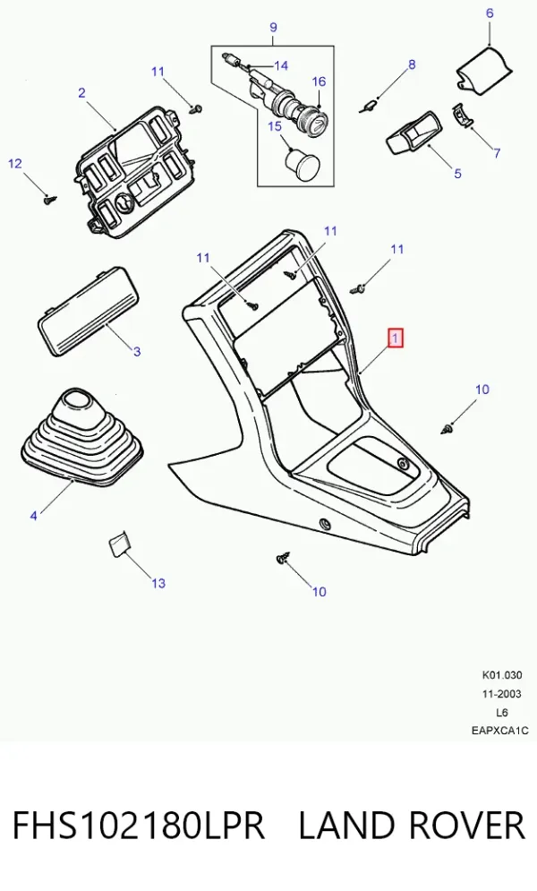 Consola de painel de controlo central FHS102180LPR Land Rover