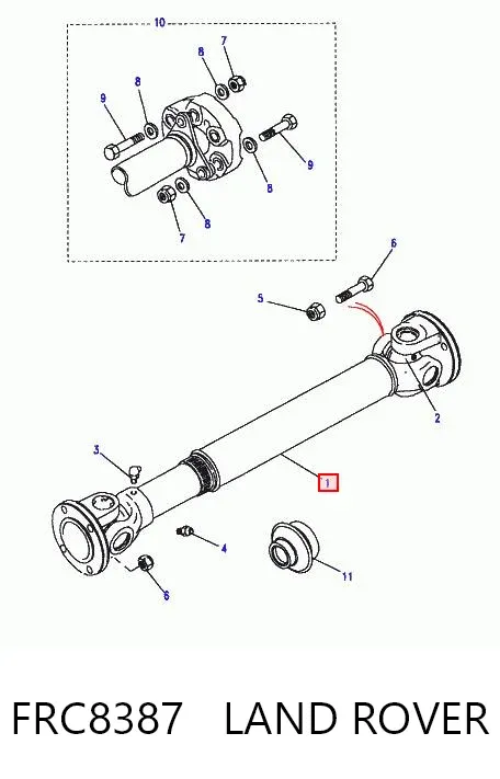 Junta universal traseira montada FRC8387 Land Rover
