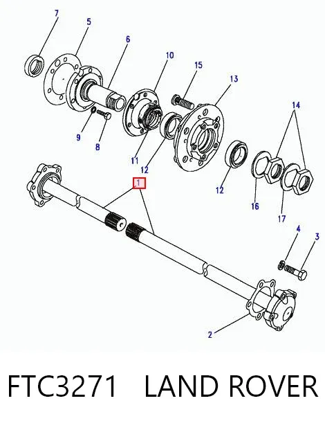 Semieixo traseiro esquerdo FTC3271 Land Rover