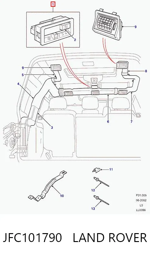 Unidade de controlo dos modos de aquecimento/condicionamento Land Rover Discovery II